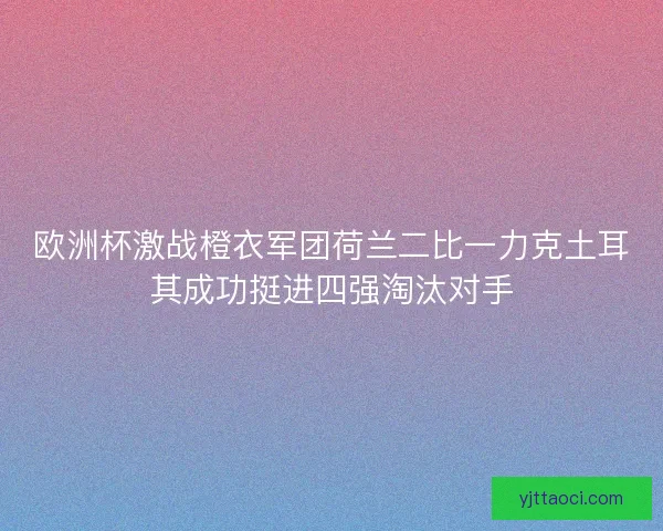 欧洲杯激战橙衣军团荷兰二比一力克土耳其成功挺进四强淘汰对手 欧洲杯激战橙衣军团荷兰二比一力克土耳其成功挺进四强淘汰对手
